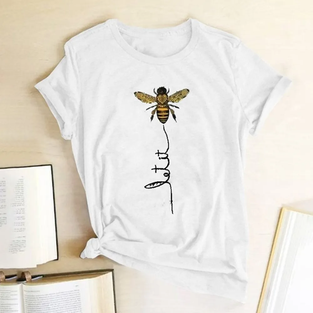 Hillbilly Women Bee Kind T-shirt Aesthetics Graphic Short Sleeve Cotton Polyester T Shirts Female Camisetas Verano Mujer 2020