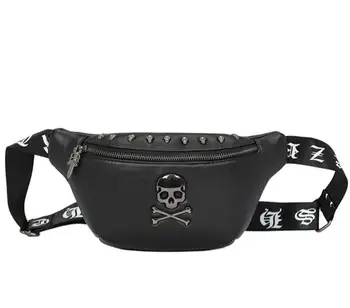 

Unisex Women Men Ghost Skull Rivet Waist Bag Small Bag Hip Hop Punk Chest Bag