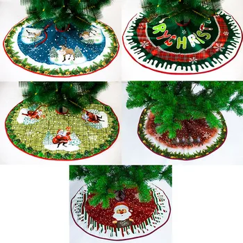 

1pcs Christmas Tree Skirts Christmas Santa Claus Letter Elk Printed Ornaments Home Christmas Tree Decoration Supplies Tree Skirt
