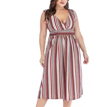 Летняя одежда для фотосессии, стиль, жилет в полоску с v-образным вырезом, юбка, облегающая талию, стройнящая длинная юбка, платье в европейском и американском стиле, большой размер Dr