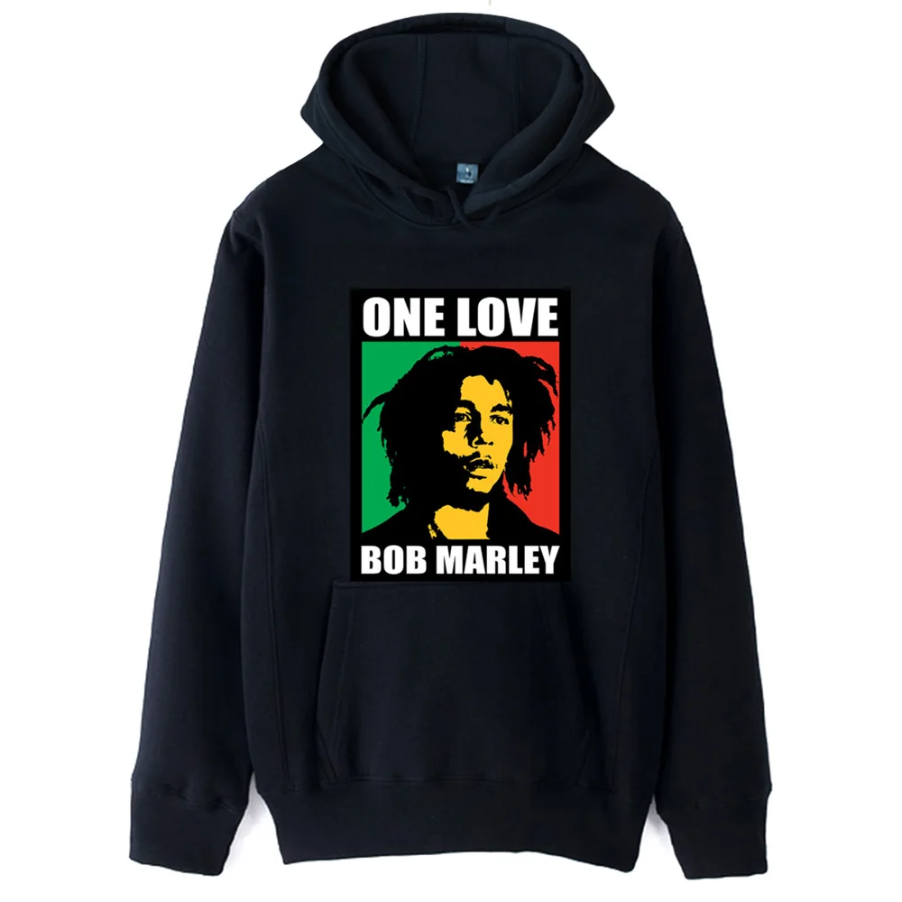 boys male man hoodie sweatshirt hoodies Bob Marley hoodie men One Love Cigarette Smoking Black White Autumn Winter Fleece ZIIART