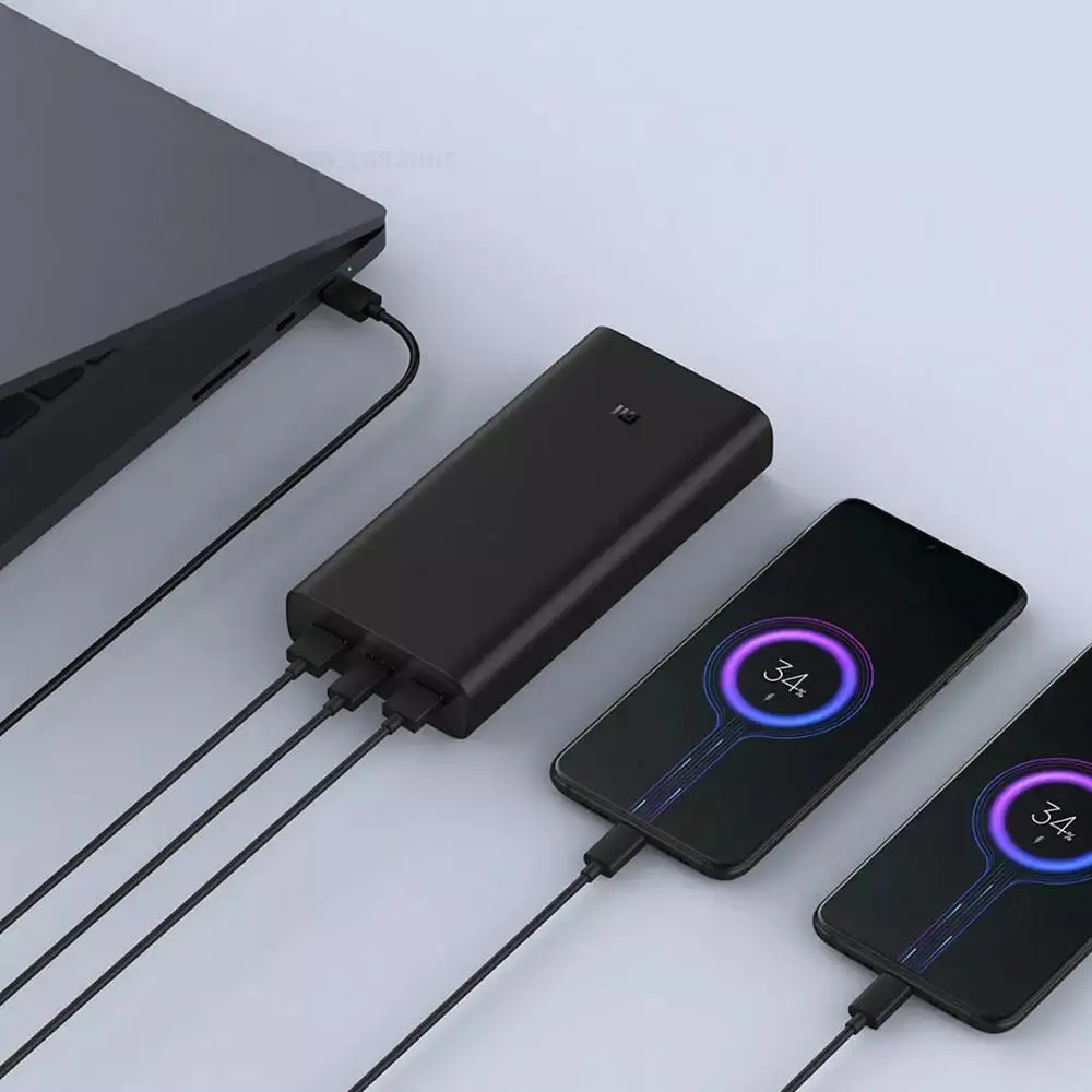 Xiaomi Youpin Xiaomi power Bank 3 Поддержка мобильного телефона Xiaomi супер вспышка зарядка Быстрая зарядка ноутбуки три порта 74wh Емкость