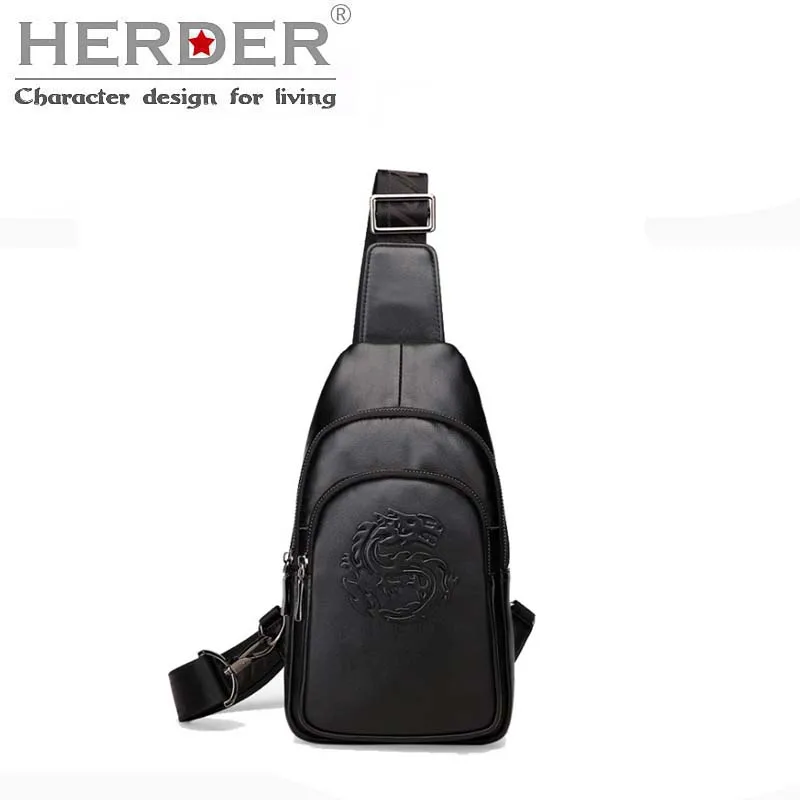 Кожаная сумка HERDER Мужская нагрудная брендовая дизайнерская на плечо для