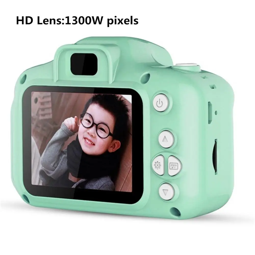 HD Lens Green 13 миллионов HD пикселей экран платная цифровая мини камера дети мультфильм камера игрушки фотография видео для ребенка подарок на день рождения - Цвет: HD Lens Green