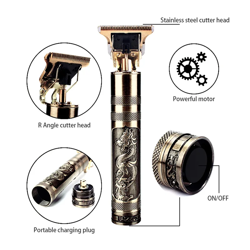 Rechargeable  Cordless Zero Cutting Bald Hair Trimmer Shaver Barber Engraving Styling Hair Clipper Machine 3
