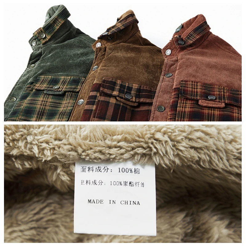 Men-s-Shirts-Cotton-Tooling-Plaid-Fleece-Plus-Thick-Velvet-Casual-Retro-Slim-Fit-Long-Sleeve