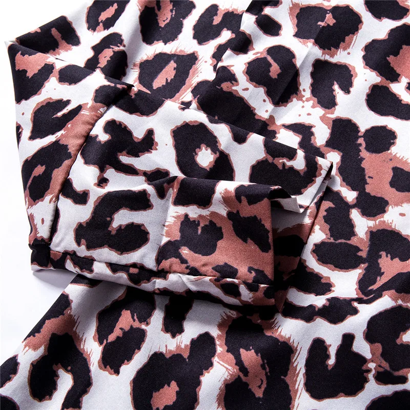 Women Long Sleeve Leopard Skin Prinetd Blouse Sexy Autumn Casual V-neck Blouse Shirt Slim V Neck Leotard Tops Fashion Slim Shirt