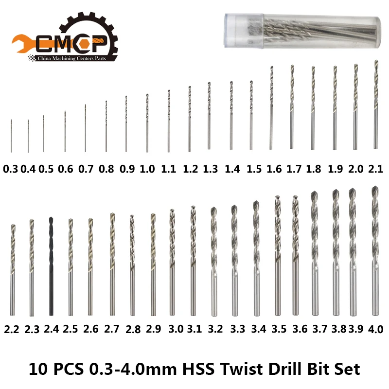 10 шт. 0,3-4,0 мм HSS набор спиральных сверл для вращающегося инструмента Dremel набор мини-Сверл с прямым хвостовиком ручные инструменты