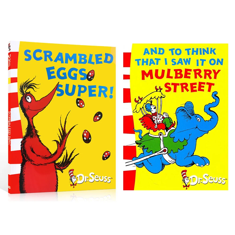 2 Books SCRAMBLED EGGS SUPER / AND TO THINK THAT I SAW IT ON MULBERRY STREET Dr.Seuss Series Child Picture Story English Books 8