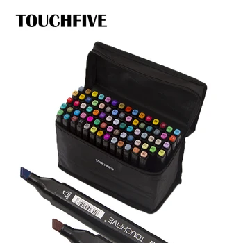 

TOUCHFIVE Permanent Marker Black With Sketchbook 30 40 60 80 168 Colors Dual Tip Alcohol Marker Professional Art Markers Craft