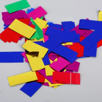 

Colorful retangular 2*5cm metallic party popper foil pape Confetti black white rainbow blue shredded paper