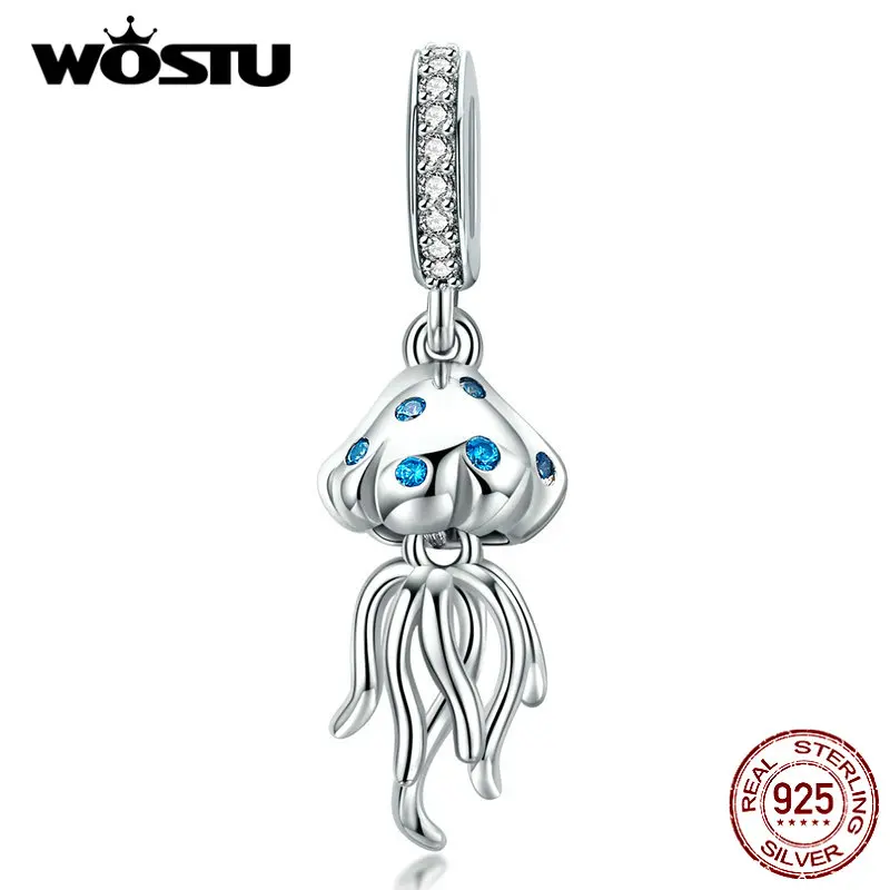 WOSTU, новинка, 925 пробы, серебряные медузы, бусины, подвески, подходят к оригинальному браслету и ожерелью, сделай сам, изготовление ювелирных изделий CQC1297