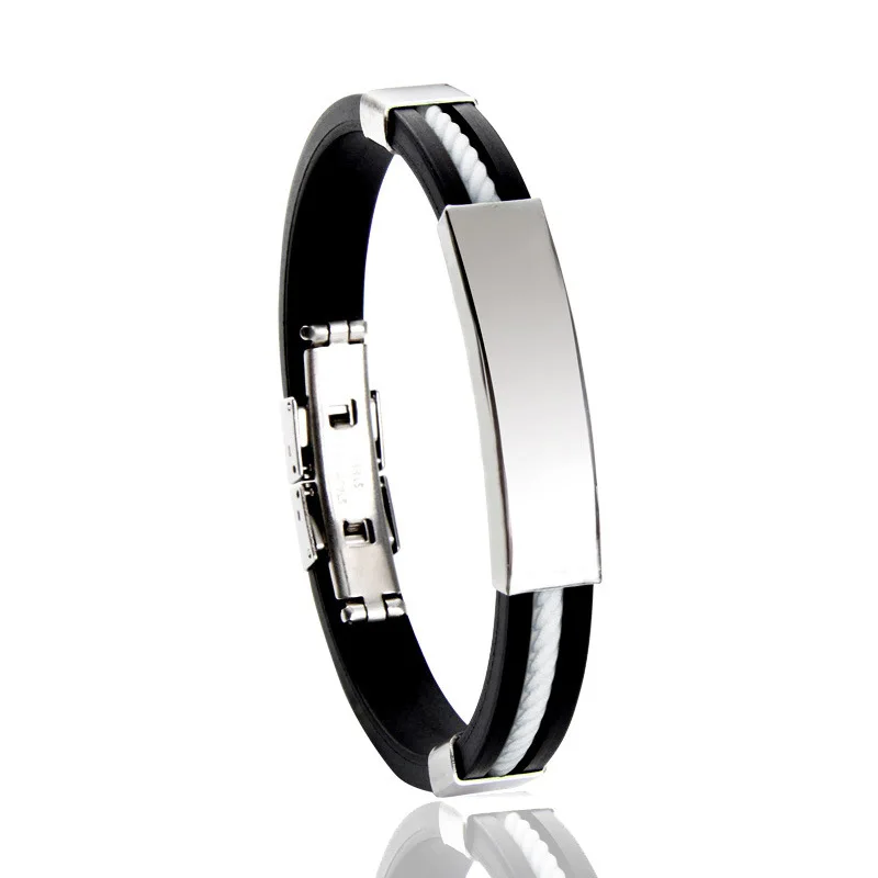 Silicone Bracelet Fashion Bracelet Fashion Jewelry Name Engrave Silicone Bracelet Inscription Friendship Bracelets For Women Men ID Bracelet Luxury Snap Button Jewelry