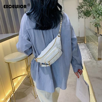 

EXCELSIOR ins New Fsashion Waist Pack PU Leather Women's Waist Bag Dimond Lattic Multi-use Chest Bag for Female 2020