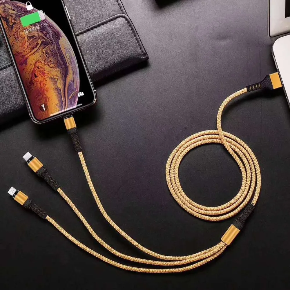 3 в 1 удобный usb type-C кабель для Xiaom Redmi Note 7 Быстрая Зарядка Micro usb кабель для samsung S9 S10 Plus USB шнур