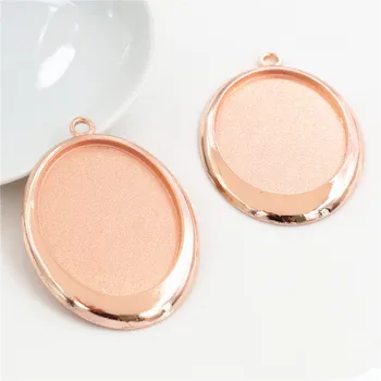 

High Quality 5pcs 30x40mm Inner Size Rose Gold Color Cabochon Base Setting Charms Pendant (B5-29)