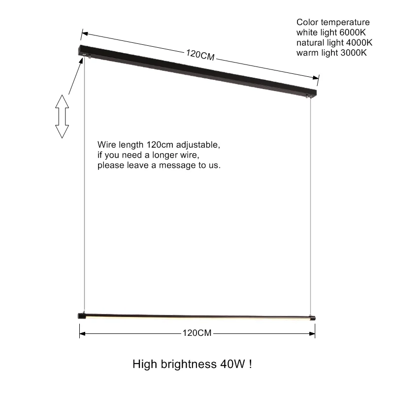 9027-L120CM BWART современный подвесной светодиодный светильник светодиодный подвесной светильник Минималистичная алюминиевая арматура для офиса кабинета столовой гостиной спальни кухни - Цвет корпуса: 9027-L120CM