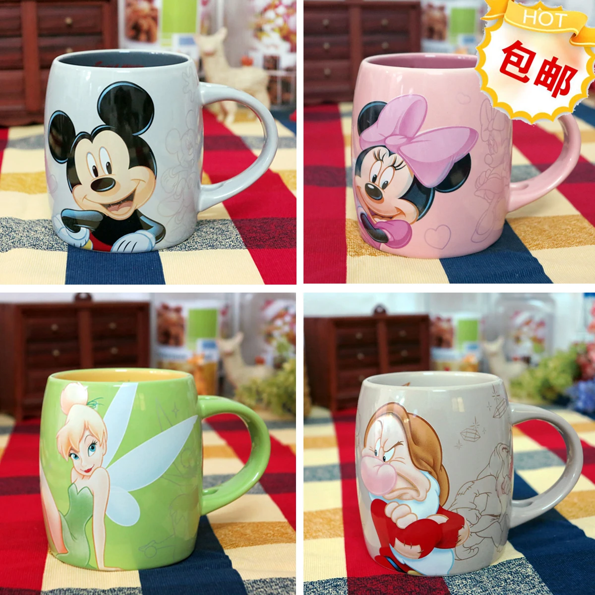 Оригинальная Милая фарфоровая кофейная кружка Микки и Минни розовая Tinker Seven Drawfs
