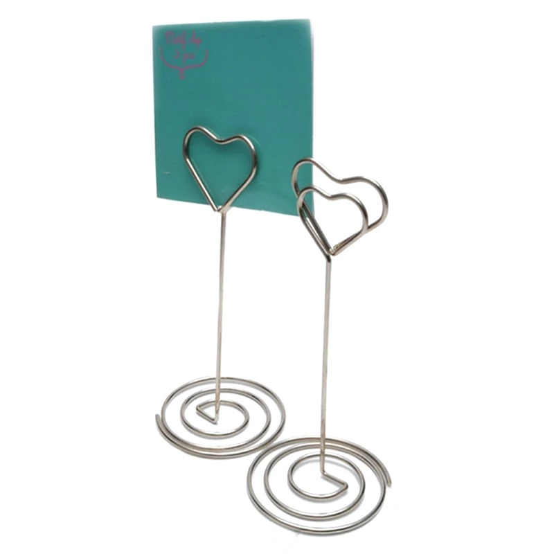 Gaoominy 10pcs 8.6 Tall Place Card Holders Heart Shape Table Number Holder Stands Picture Photo Note Memo Clip for Wedding