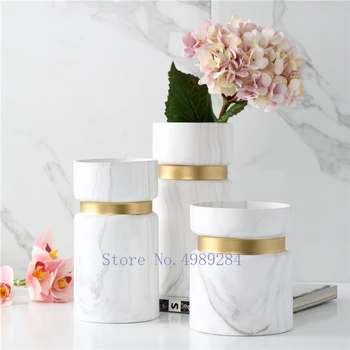 

Creative Nordic ceramics Marble Gold vase Flower arrangement accessories Modern home decorations Flower vases ceramic