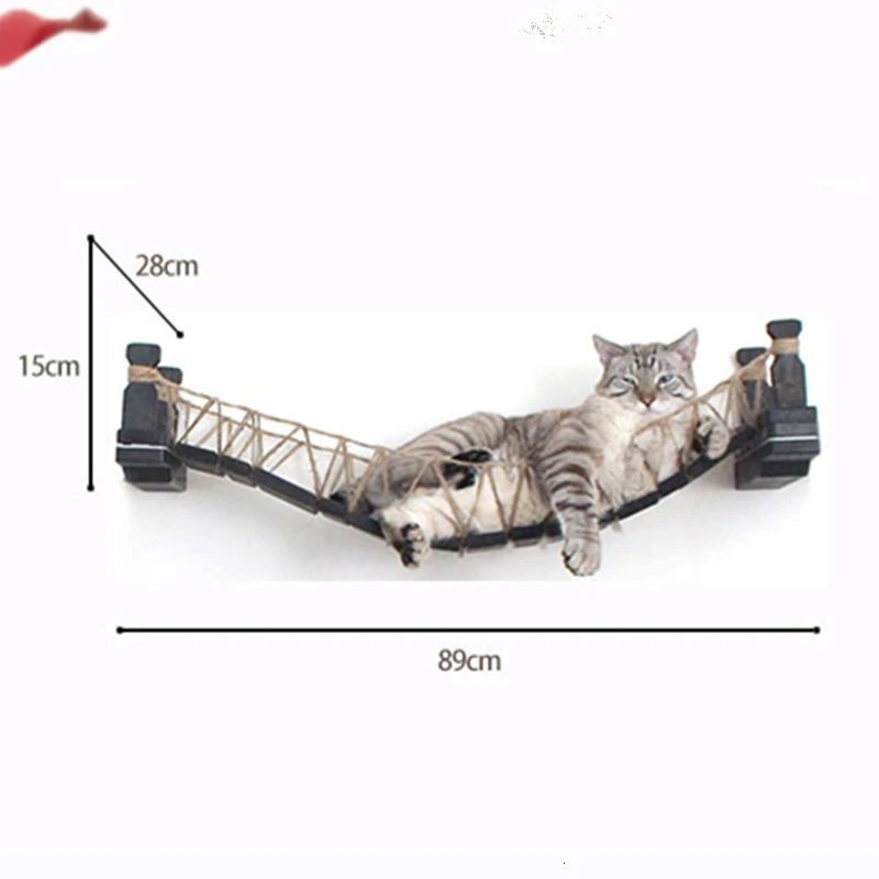 162cm Solid Wood Cat Wall Hanging Platform Nest Ecology Board Cat Furniture Kitten Climbing Scratching Jumping Steps Cat Ladders