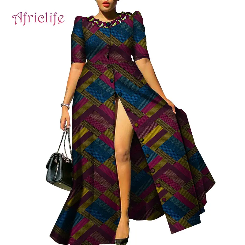 Африканские платья для женщин Повседневное с принтом Длинные платья Базен Riche платья Дашики Женская африканская традиционная одежда WY4209