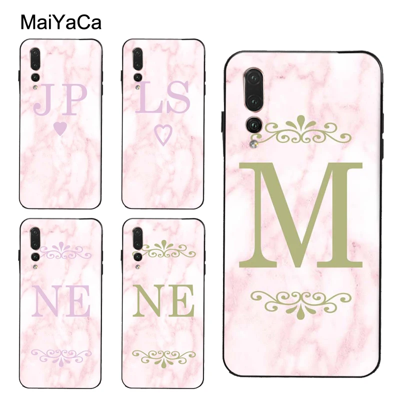 

MaiYaCa Personalised Initials Pink Heart Marble Case for Huawei P20 P30 Pro Mate 10 20 Lite Honor 8X 9 10 Lite Nova 3E 3I Y9 Y7