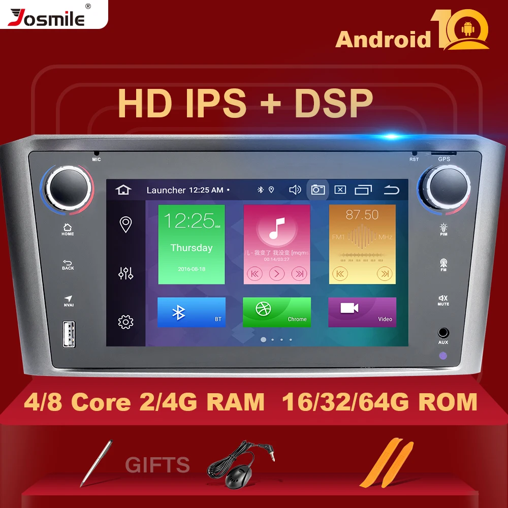 DSP IPS 4 Гб 64G Android 10 автомобильный мультимедиа для Toyota Avensis T25 2002 2003 2004 2005 2006 2008 радио