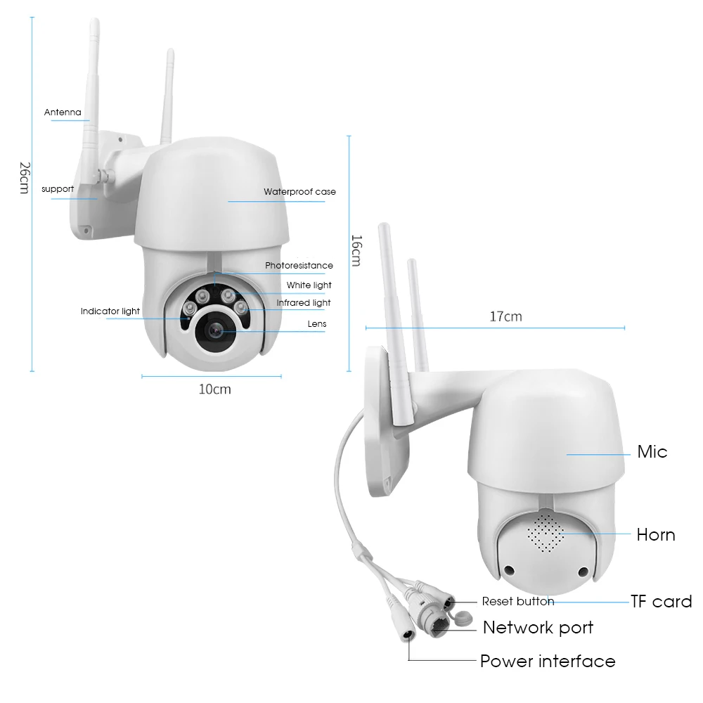 Kebidumei Горячая ip-камера безопасности HD 1080P WiFi Беспроводная Автоматическая отслеживающая PTZ скоростная купольная камера водонепроницаемый уличный для видеонаблюдения камера
