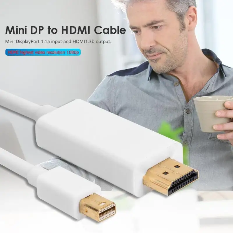Дисплей мини кабель DP-HDMI штекер MaleAdapter 1,8 м для MacBook Pro Air проектор камера ТВ мини дисплей порт 1.1a вход