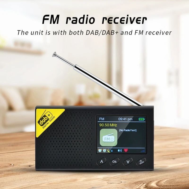 Портативное Bluetooth цифровое радио DAB/DAB + и FM-приемник перезаряжаемое легкое