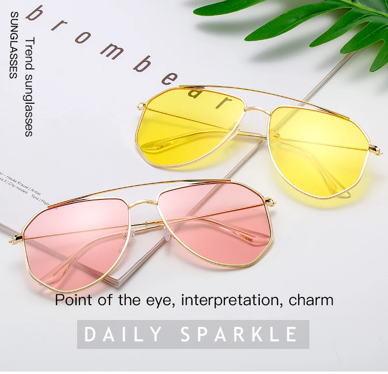 oversized sunglasses 2020 Vintage Brand Design Pilot Sun Glasses for Men Women Metal Frame Driving Sunglasses UV400 Pink Mirror Gradient EyeGlasses Women's Glasses