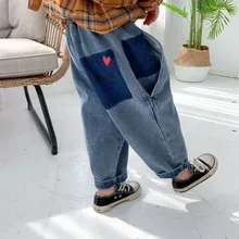 Новые стильные весенне-осенние свободные штаны в Корейском стиле для детей среднего и маленького размера Повседневная модная одежда для мужчин и женщин