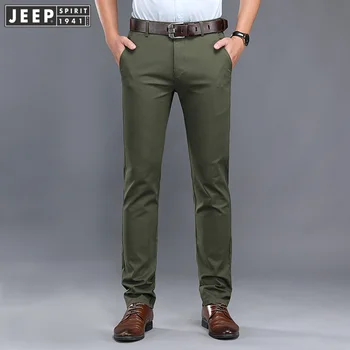 

JEEP SPIRIT New Arrival Autumn Pants Men Casual Cotton Mid-waist Straight Men Pant Solid Color Full Length Trousers Men