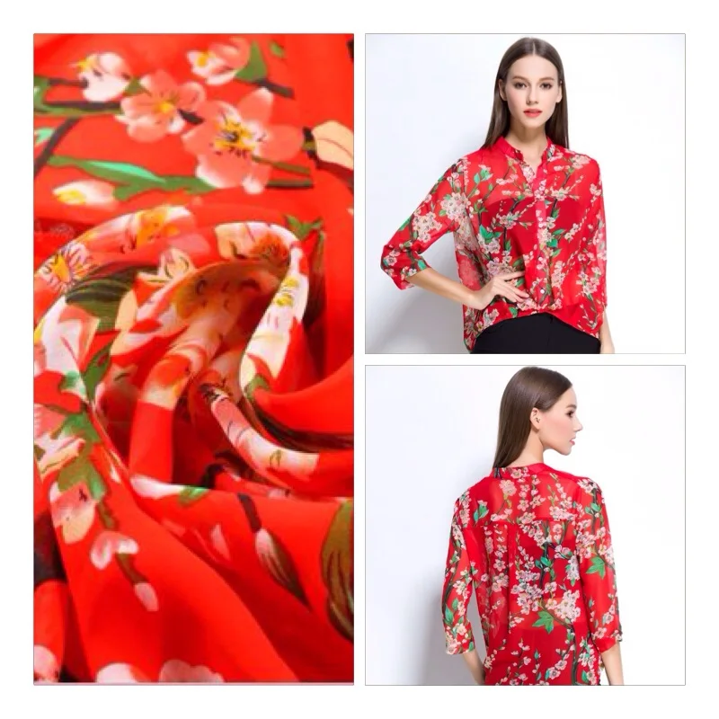 Печатная Tecidos новая шелковая ткань с рисунком шарф шарфы женская одежда рубашка Diy ткани для одежды из высококачественного материала