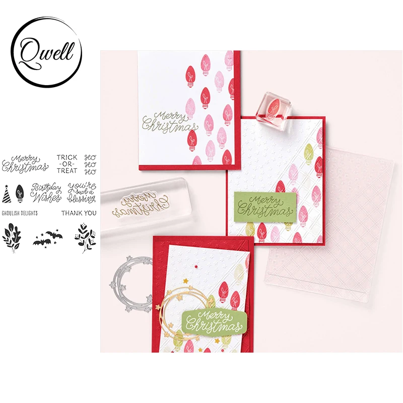 

QWELL Trick or treat Ho Ho Ho Words Flowers Halloween Clear Silicone Stamps DIY Scrapbooking Craft Cards Decoration 2021 New