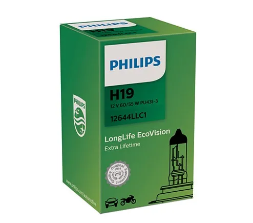 Lamp H19 12V 60/55W(PU43t-3) LongLife Ecovision PHILIPS 12644LLC1