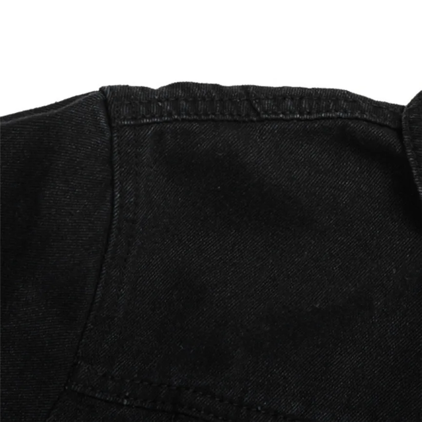 Мужская джинсовая куртка черные мужские куртки и пальто Зимняя брендовая Повседневная джинсовая куртка с длинными рукавами и отложным воротником с буквенным принтом спортивная