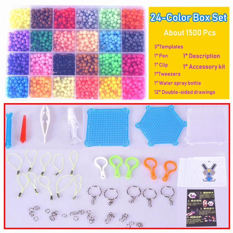 2400Pcs Luxury Set 3000 шт./компл. 5 мм, Фурнитура для бижутерии, распыления воды волшебный бисер формы в виде животного ручной выделки 3D бусины Пазлы Обучающие шарики, игрушки для детей - Цвет: 2400Pcs Luxury Set