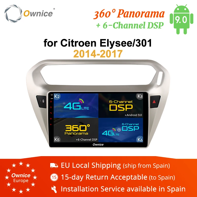 Excellent Ownice K1 K2 K3 K5 K6 Android 8.1 Car radio Player for Peugeot 301 Citroen Elysee 2014 2015 2016 with 4G LTE 360 panorama DSP 0
