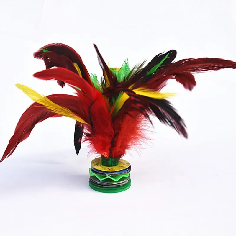 5pcs Colorful Feathers Shuttlecock Chinese Jianzi Foot Sports Outdoor Toy Game Q1FF feather shuttlecock jianzi shuttlecock