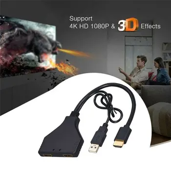 

Durable Splitter Cable for HDMI 2.0 Dual 4K 1 to 2 HDMI male to 2 HDMI Female UHD Adapter Converter cable
