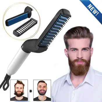 

Multifunctional Beard Straightener Hair Straighten Electric Straightening Comb Hair Comb Brush Curler Quick Hair Styler For Men