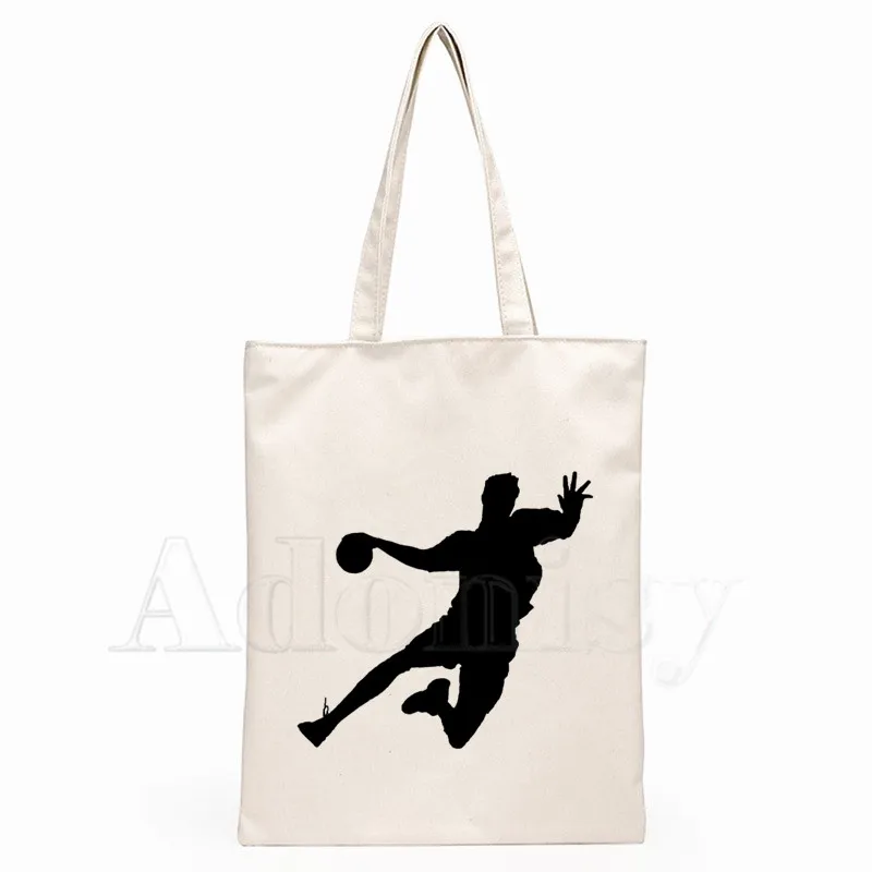 

Handball Fashion Canvas Bag Women Girls Simple Large Capacity Storage Handbag Shoulder Bag Tote Reusable Student Bookbag