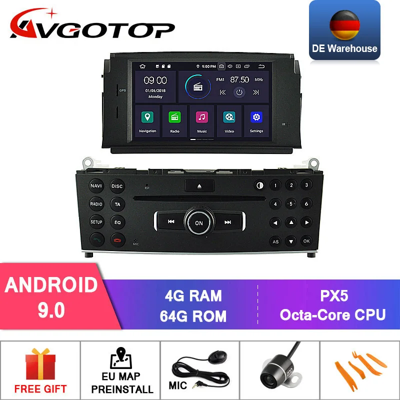 Clearance DE STOCK!!! AVGOTOP Android 9.0 4GB+64GB CAR DVD PLAYER for MERCEDES-BENZ C CLASS W204 2007-2011 IPS HD Screen  NAVIGATION 0