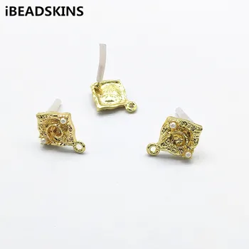 

New arrival! 20x16mm100pcs Imitation pearl Square shape Earrings Stud for Earrings parts,hand Made Earrings Findings Jewelry DIY