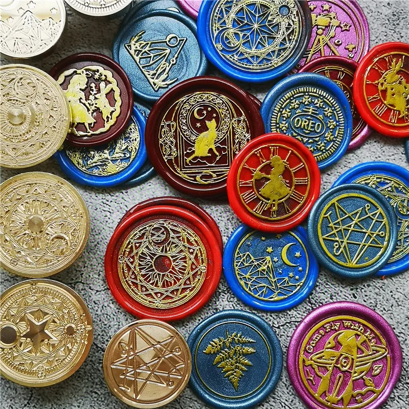 Foglia Di Pianta Alice Mr. Rabbit Whale Deer Mountain Moon Mushroom Oreo Starry Night Cat Magic Time Clock Seal Wax Seal Wedding Stamp