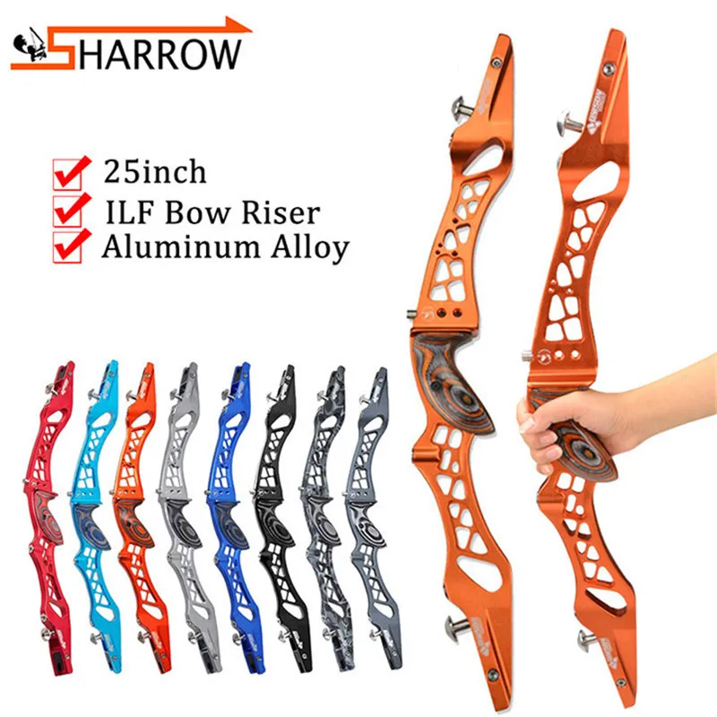 

25" Recurve Bow Riser ILF Universal Interface Aluminum Alloy Bow Handle Wood Grip for Archery Shooting Hunting Accessories RH/LH
