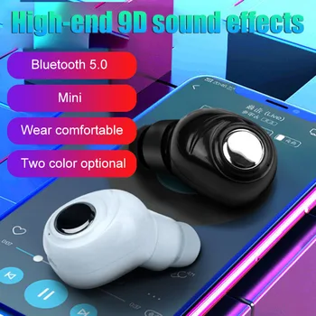 

Bluetooth 5.0 Wireless Earphone Noise Reduction Stereo Mini Sport Headphone Single Blue tooth Earbuds For Smart Phone