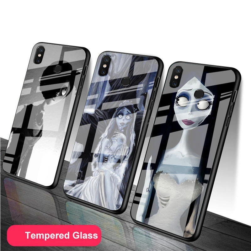 case for xiaomi Corpse Bride Tempered Glass Case For Redmi 8 9 5Plus 6PRO 7A Note 6 7 8 8T 9S 9 pro xiaomi leather case cosmos blue